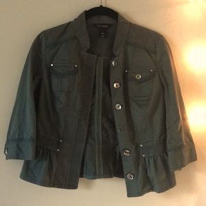 Army green jacket.